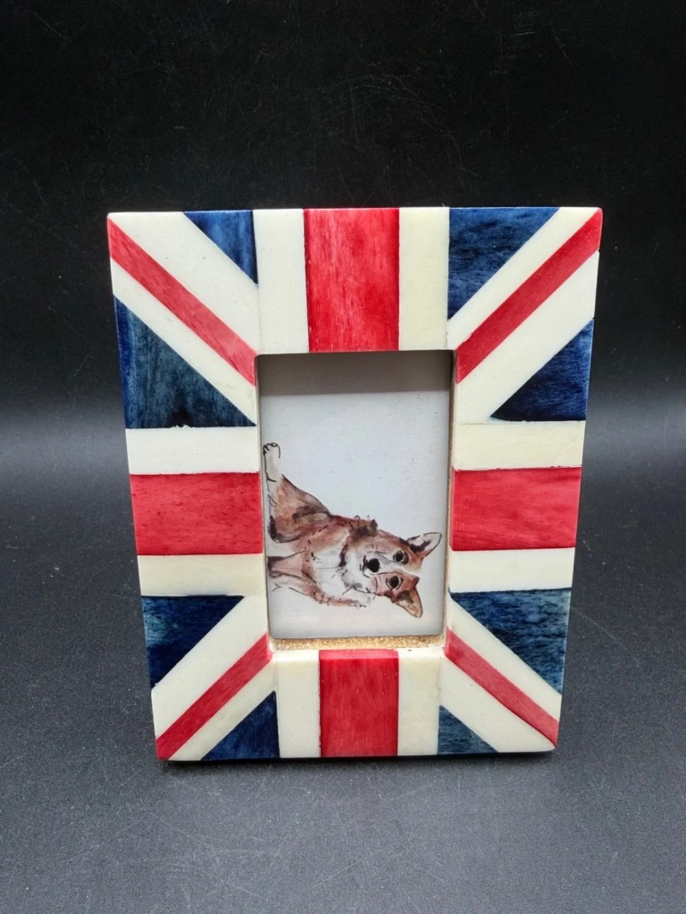 Anthropologie Union Jack Red White Blue Bone Picture Photo Frame Home Decor